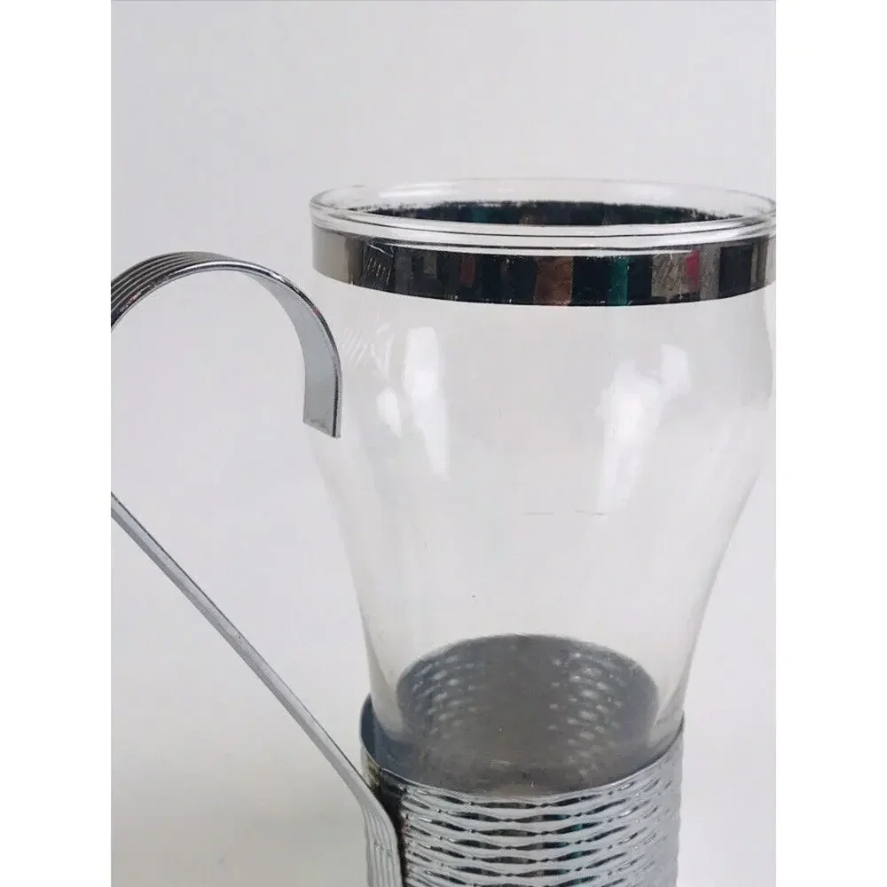 Vintage Federal Glass tumblers silver Colored handle MCM Cup Modern Mid Century